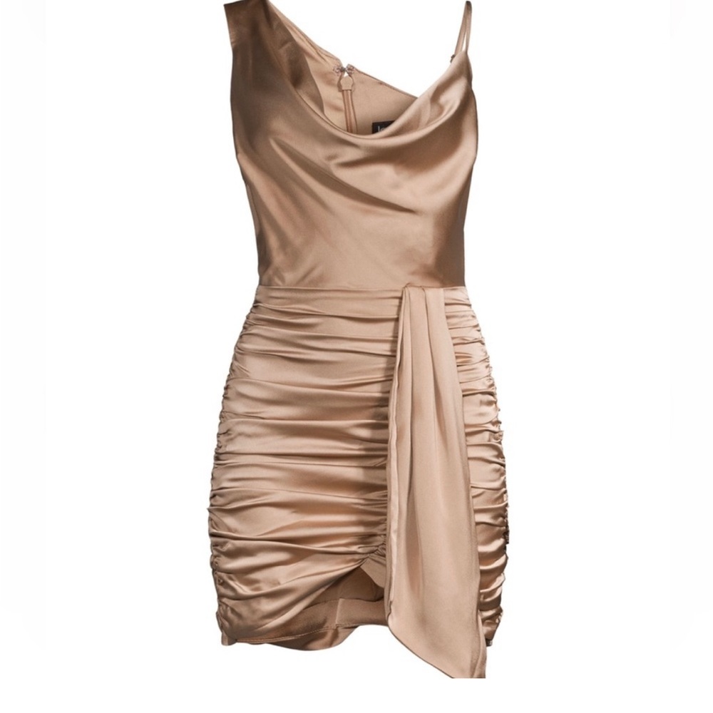 Lavish Alice silk mini dress in bronze - size 6